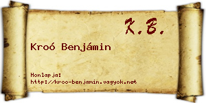 Kroó Benjámin névjegykártya